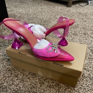 Brand new EU sz 40  Plexi heel with crystal bow